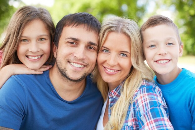 smiling family with white teeth